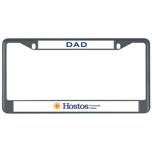 Community College Dad Metal License Plate Frame in Black-Hostos Community College w/Sun Flat