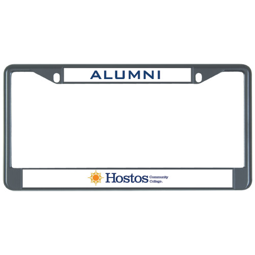 Community College Alumni Metal License Plate Frame in Black-Hostos Community College w/Sun Flat