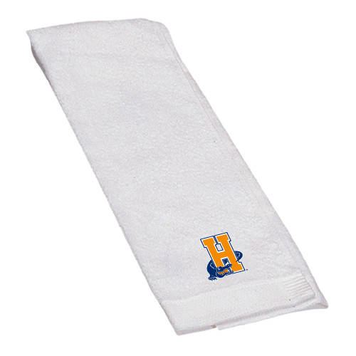 White Golf Towel-Hostos H w/Alligator