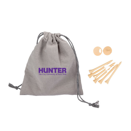 Bamboo Golf Tee Set w/ Grey Recycled Pouch-Official Logo