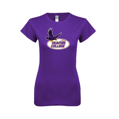 Next Level Womens Purple Boyfriend Tee-Hunter College