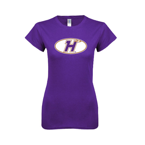Next Level Womens Purple Boyfriend Tee-H Mark