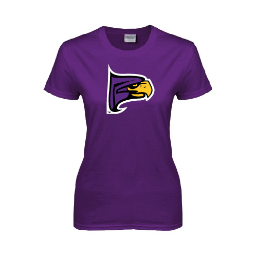 Womens Purple Short Sleeve Tee-Hawk Head