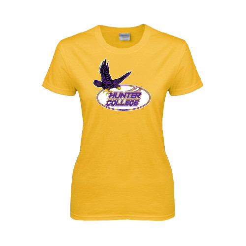 Womens Gold Short Sleeve Tee-Hunter College