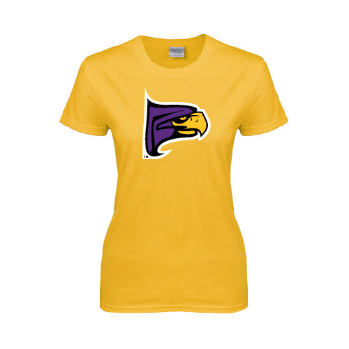 Womens Gold Short Sleeve Tee-Hawk Head