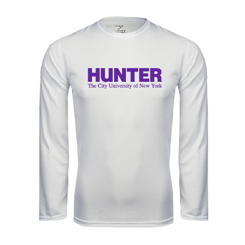 White Performance Long Sleeve Shirt-Official Logo