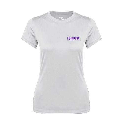 Womens White Performance Tee-Official Logo
