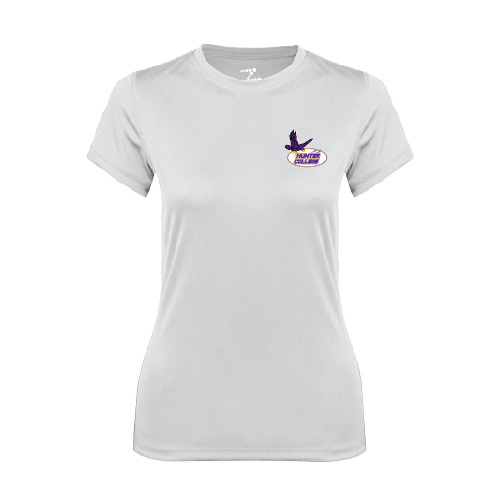 Womens White Performance Tee-Hunter College