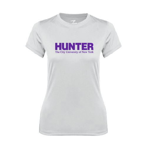 Womens White Performance Tee-Official Logo