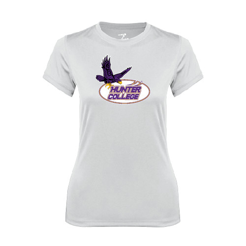 Womens White Performance Tee-Hunter College