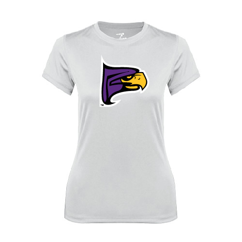 Womens White Performance Tee-Hawk Head