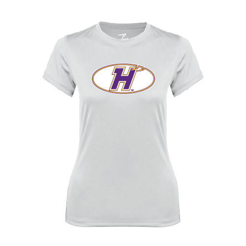 Womens White Performance Tee-H Mark