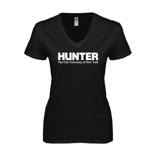 Next Level Womens Black Ideal V Tee-Official Logo