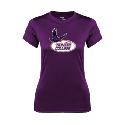 Womens Purple Performance Tee-Hunter College