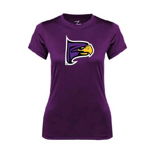 Womens Purple Performance Tee-Hawk Head