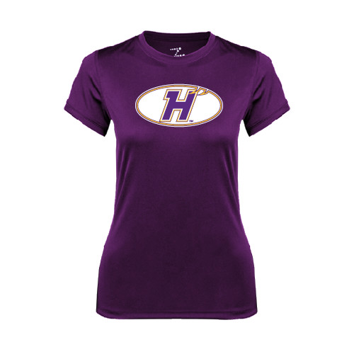 Womens Purple Performance Tee-H Mark