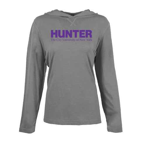 Womens Grey Heather Long Sleeve Hooded Tee-Official Logo