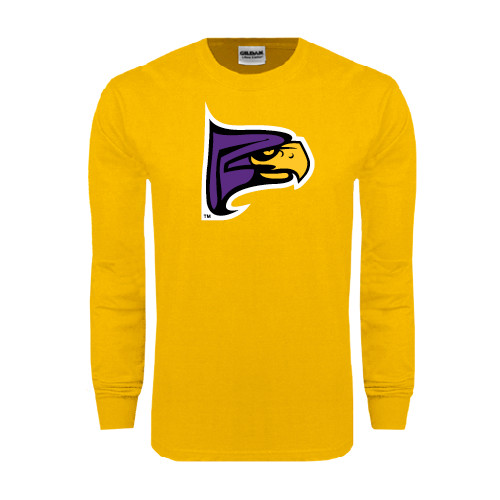 Gold Long Sleeve T Shirt-Hawk Head