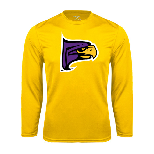 Gold Performance Long Sleeve Shirt-Hawk Head