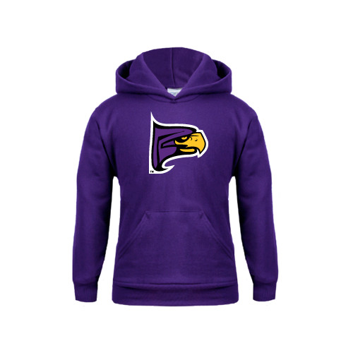 Youth Purple Fleece Hoodie-Hawk Head
