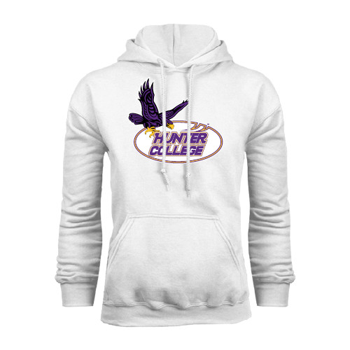 White Fleece Hoodie-Hunter College