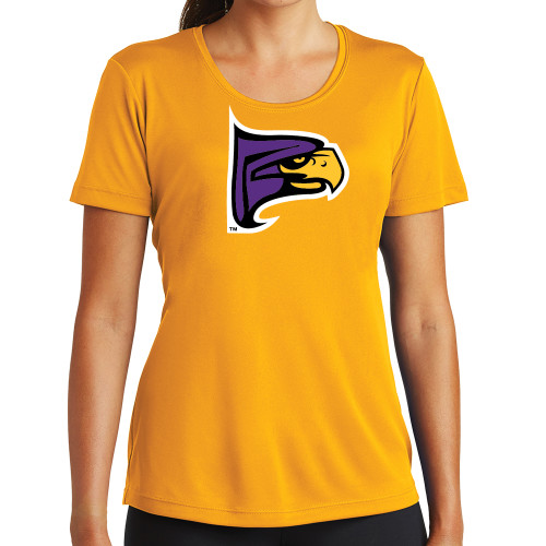 Womens Gold Performance Short Sleeve Tee-Hawk Head