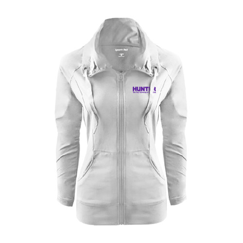 Womens White Sport Wick Stretch Full Zip Jacket-Official Logo