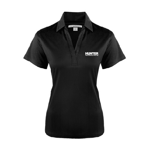 Womens Black Performance Fine Jacquard Polo-Official Logo