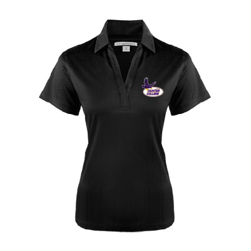Womens Black Performance Fine Jacquard Polo-Hunter College