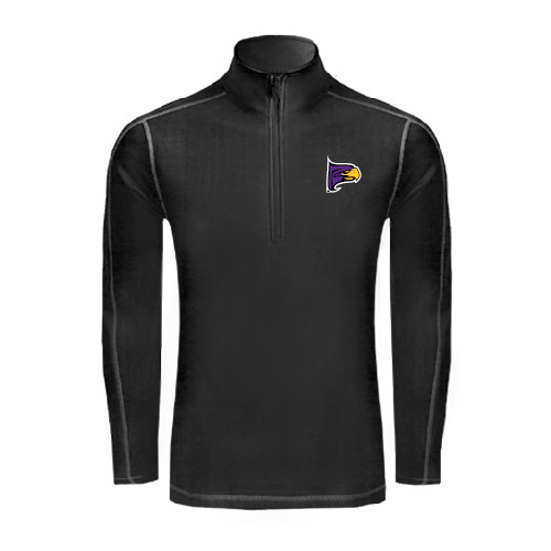 Sport Tek Black Sport Wick Stretch 1/2 Zip Pullover-Hawk Head