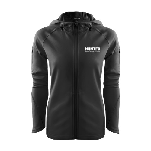 Womens Black Tech Fleece Full Zip Hooded Jacket-Official Logo