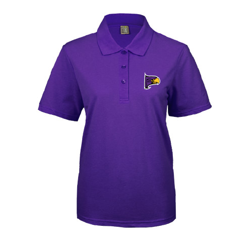 Womens Silk Touch Purple Pique Polo-Hawk Head