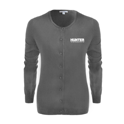 Womens Charcoal Cardigan Sweater-Official Logo