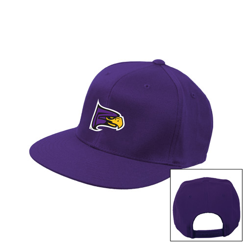 Purple Twill Flat Bill Snapback Hat-Hawk Head