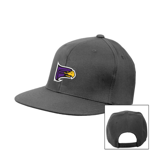 Charcoal Flat Bill Snapback Hat-Hawk Head