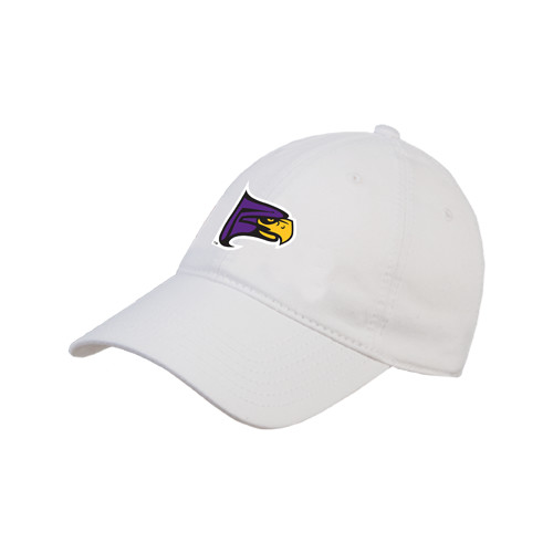 White Unstructured Adjustable Low Profile Hat-Hawk Head
