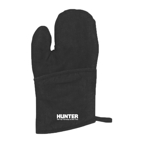 Quilted Canvas Black Oven Mitt-Official Logo