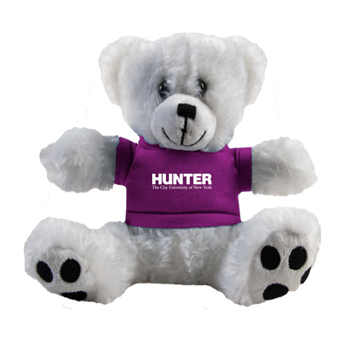 Plush Big Paw 8 1/2 inch White Bear w/Purple Shirt-Official Logo