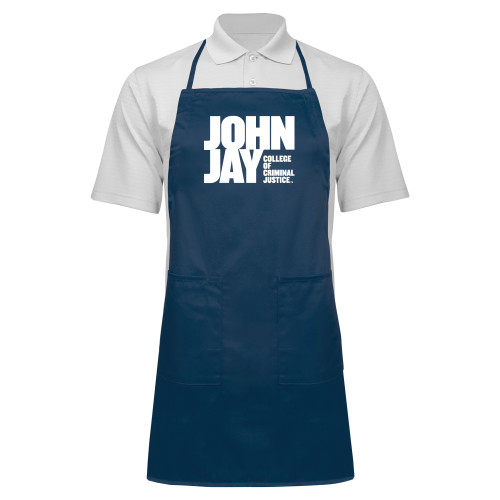 Full Length Navy Apron-John Jay College of Criminal Justice Primary Mark