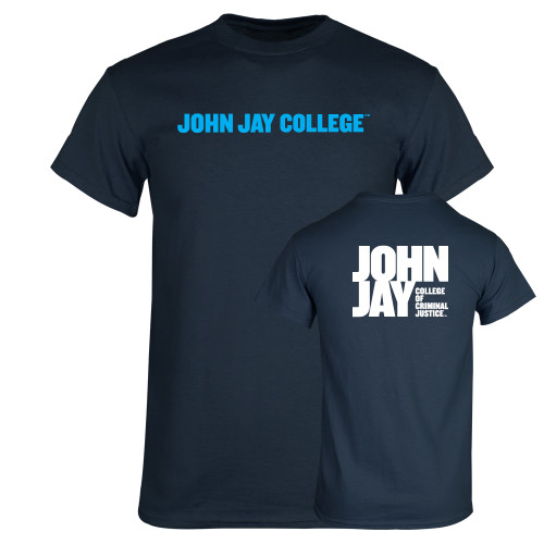 Navy T Shirt-John Jay College of Criminal Justice Wordmark Horizontal