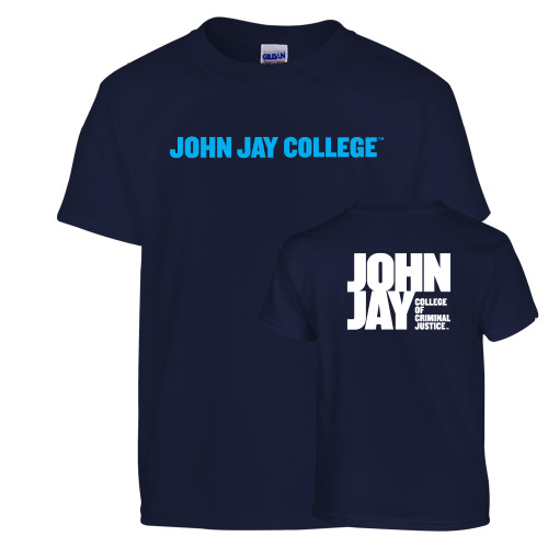Youth Navy T Shirt-John Jay College of Criminal Justice Wordmark Horizontal