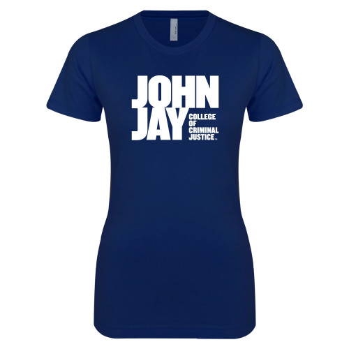 Next Level Womens Navy Boyfriend Tee-John Jay College of Criminal Justice Primary Mark