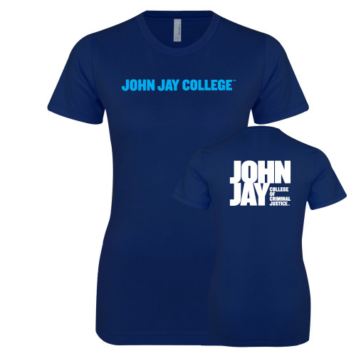 Next Level Womens Navy Boyfriend Tee-John Jay College of Criminal Justice Wordmark Horizontal