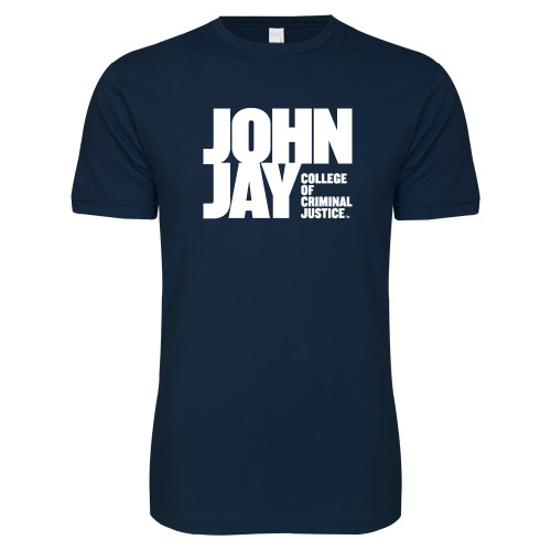 Next Level Navy SoftStyle T Shirt-John Jay College of Criminal Justice Primary Mark
