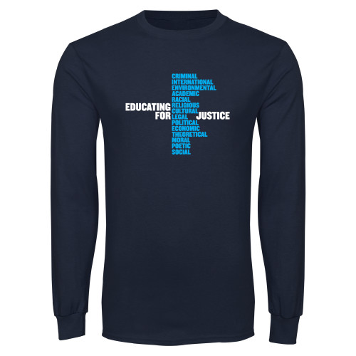 Navy Long Sleeve T-Shirt-John Jay College of Criminal Justice Educating For Justice