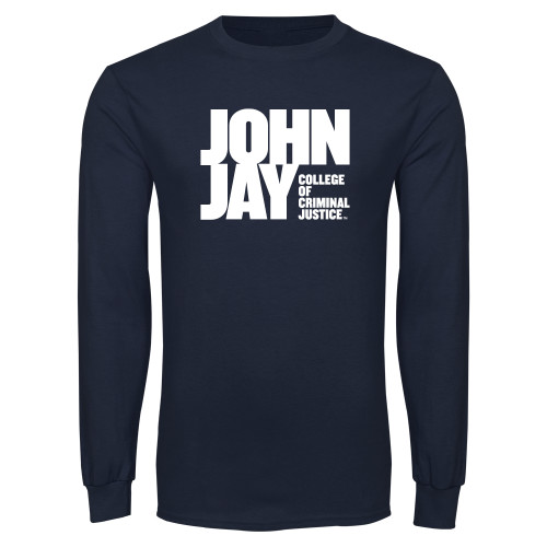 Navy Long Sleeve T-Shirt-John Jay College of Criminal Justice Primary Mark