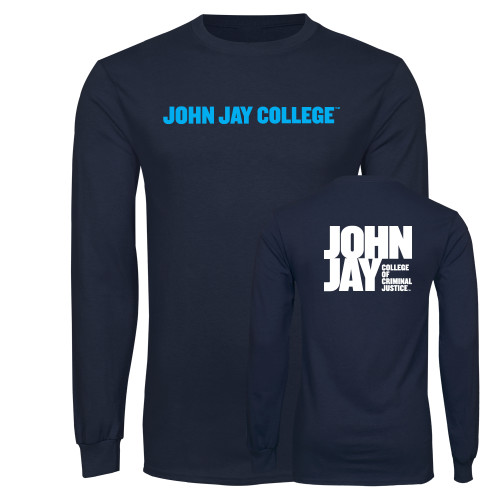 Navy Long Sleeve T-Shirt-John Jay College of Criminal Justice Wordmark Horizontal