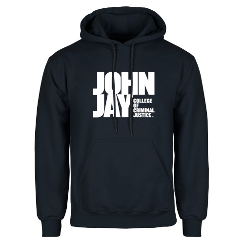 Navy Fleece Hoodie-John Jay College of Criminal Justice Primary Mark