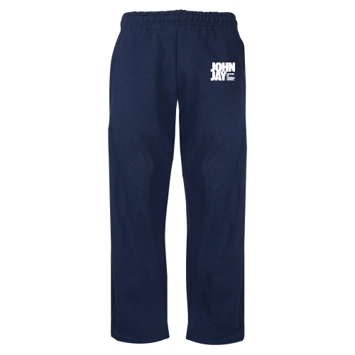 Navy Fleece Open Bottom Pant-John Jay College of Criminal Justice Primary Mark