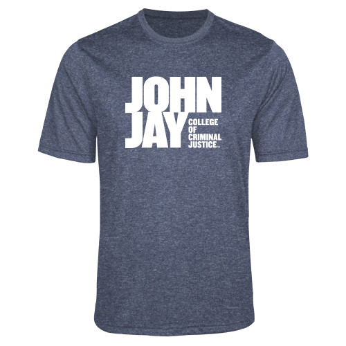 Navy Heather Performance Contender Tee-John Jay College of Criminal Justice Primary Mark